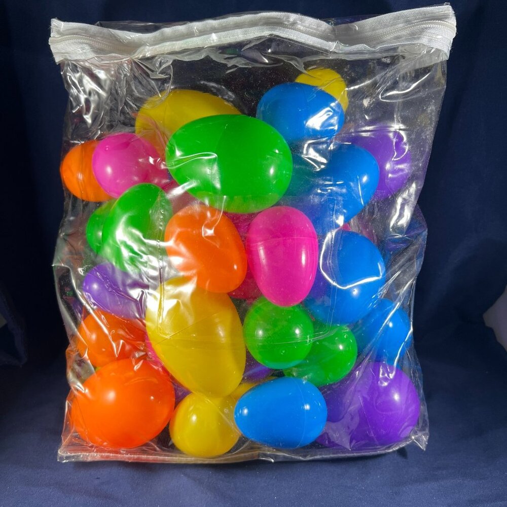 Large Bag Of Multicolor Plastic Easter Eggs For Crafts Decorations & Party Favor